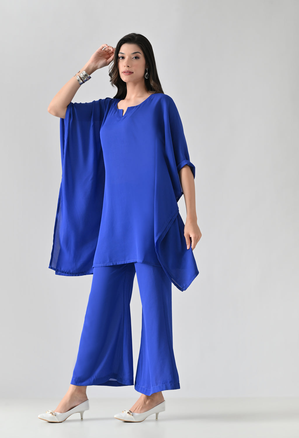 Royal Blue Kaftan Style Kurta Set