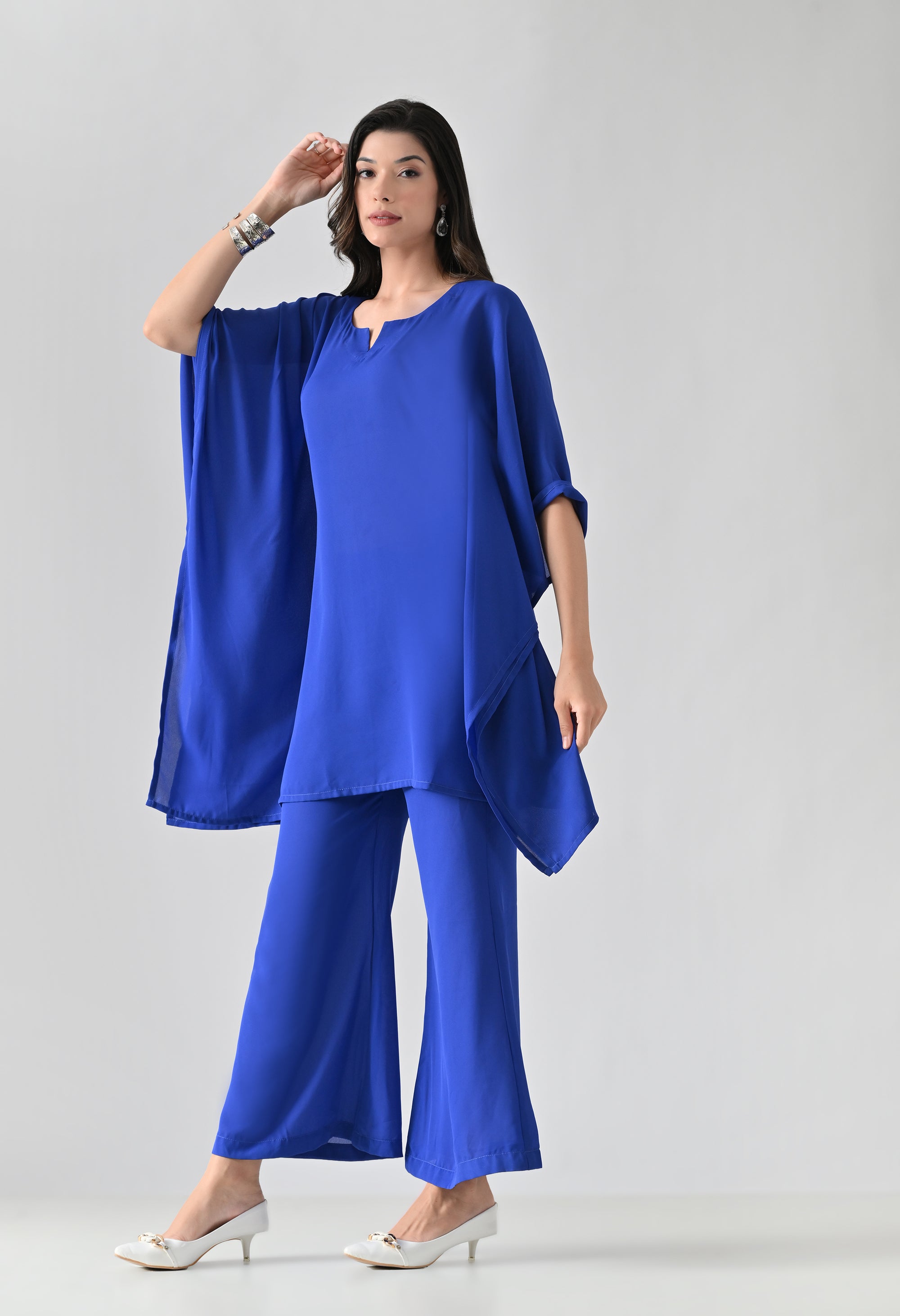 Royal Blue Kaftan Style Kurta Set