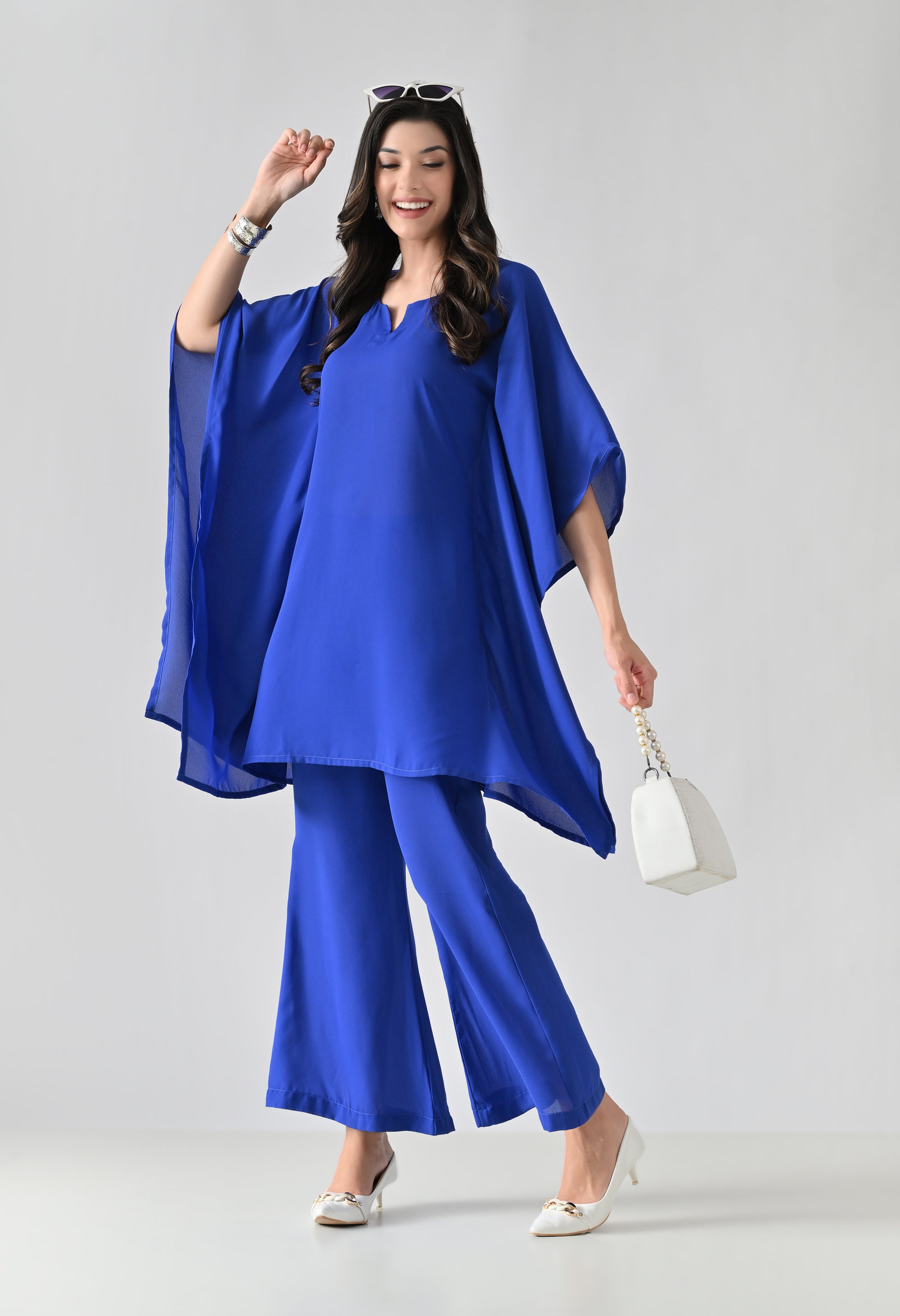 Royal Blue Kaftan Style Kurta Set