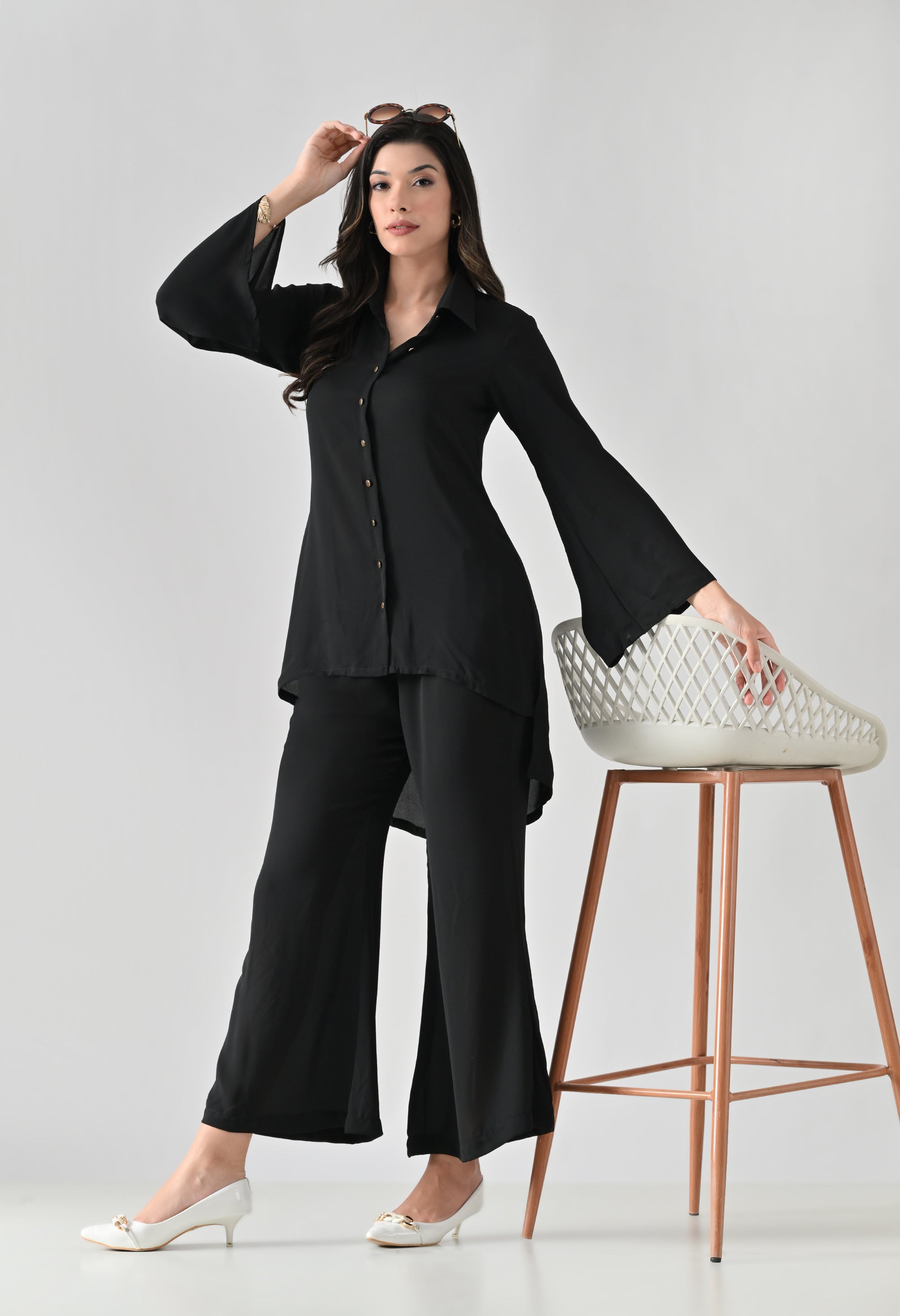 Black Poly Moss Co-Ord Set