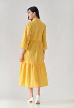 Yellow Hakoba Cotton Midi Dress