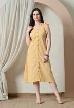 Yellow Gingham Tie-Strap Button-Front Midi Dress
