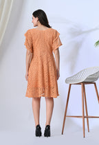 Crochet Peach Midi Dress