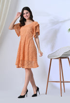 Crochet Peach Midi Dress
