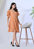 Crochet Peach Midi Dress