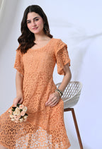 Crochet Peach Midi Dress