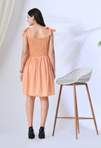 Peach Mulmul Crochet Dress