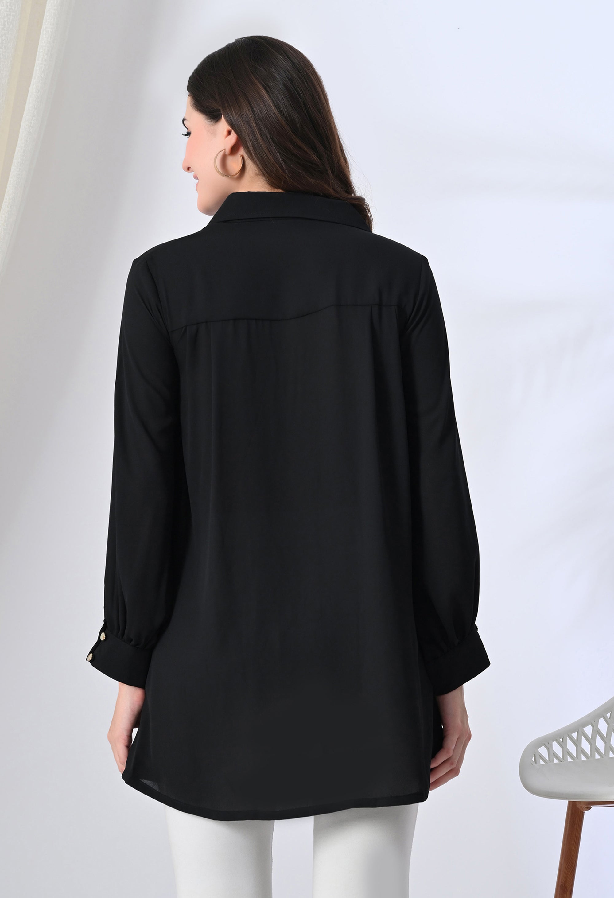 Black Elegant Long Shirt
