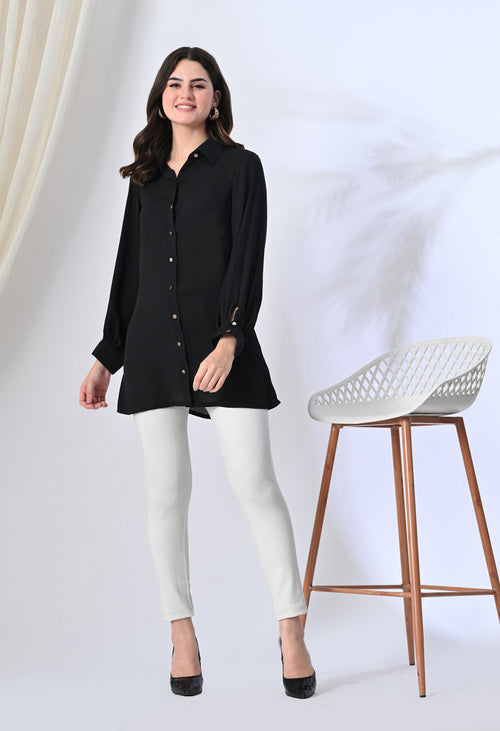 Black Elegant Long Shirt