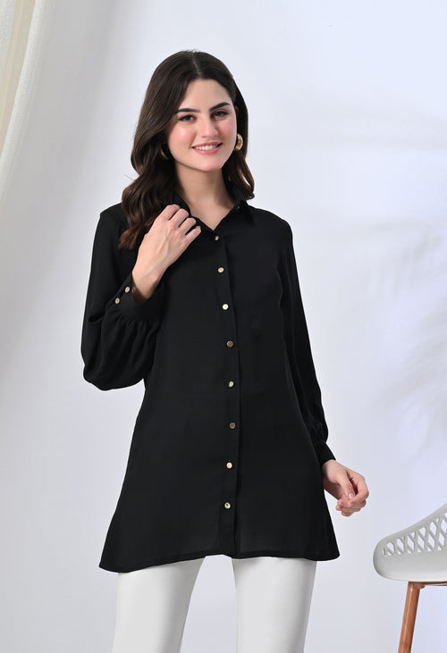 Black Elegant Long Shirt