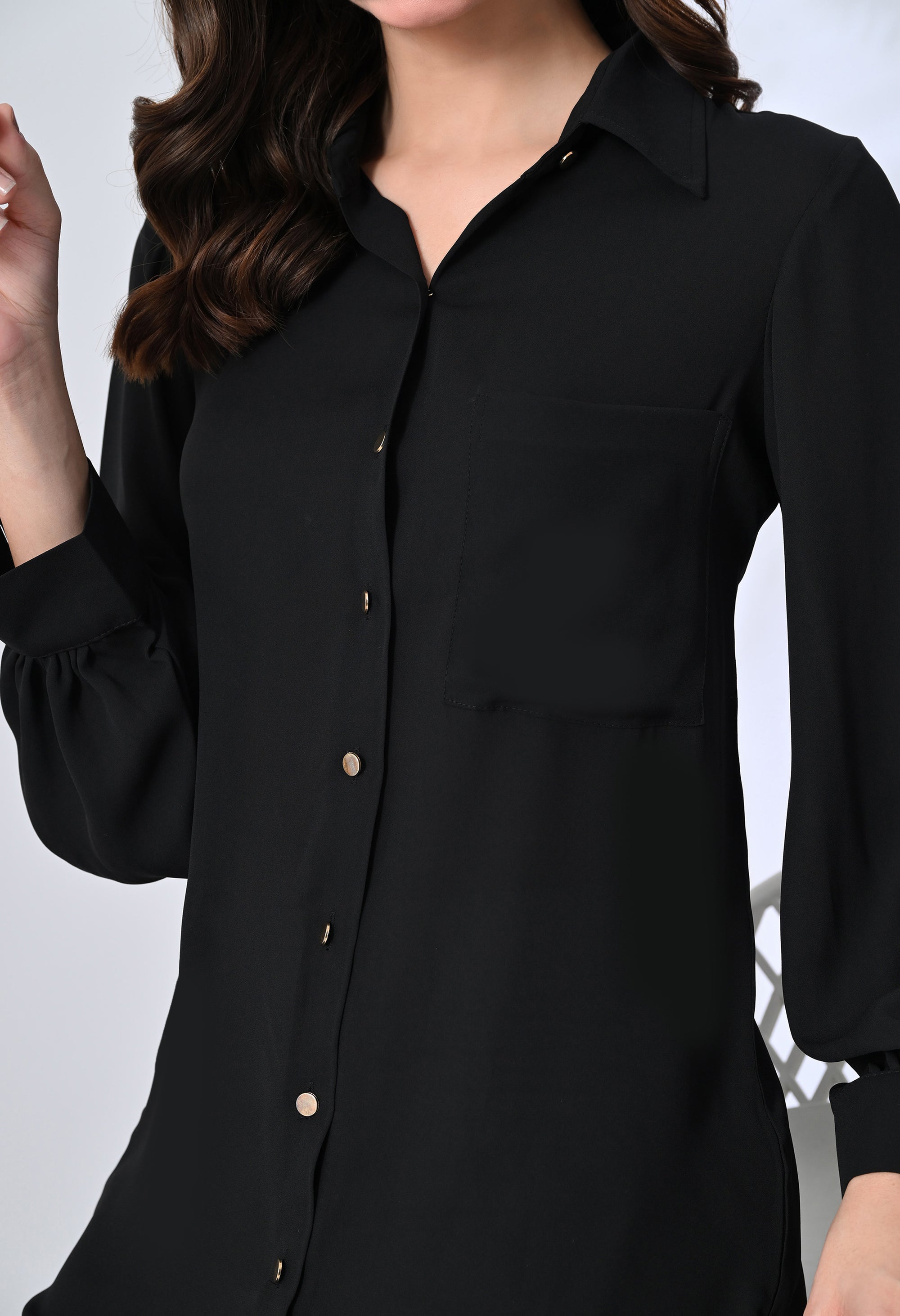 Black Elegant Long Shirt