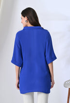 Royal Blue Button-Down Tunic Top