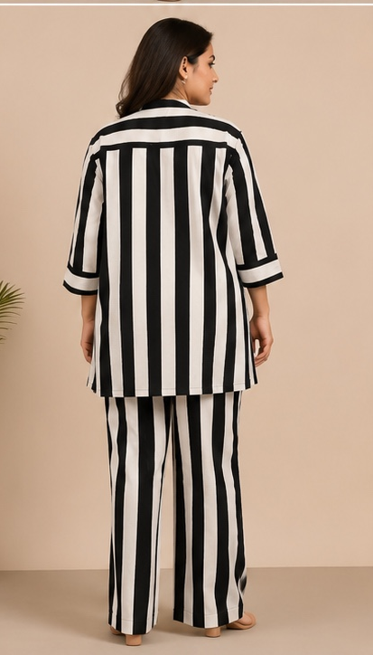 Black & White Striped Co-ord Set