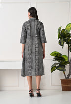 Black & White Printed A-Line Dress