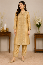 Golden Deer Royale Satin Kurta Cord Set - Diamtaté Luxury edit