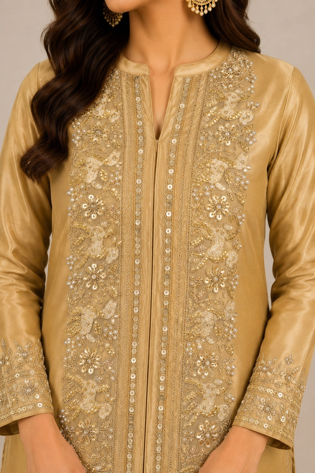 Golden Deer Royale Satin Kurta Cord Set - Diamtaté Luxury edit
