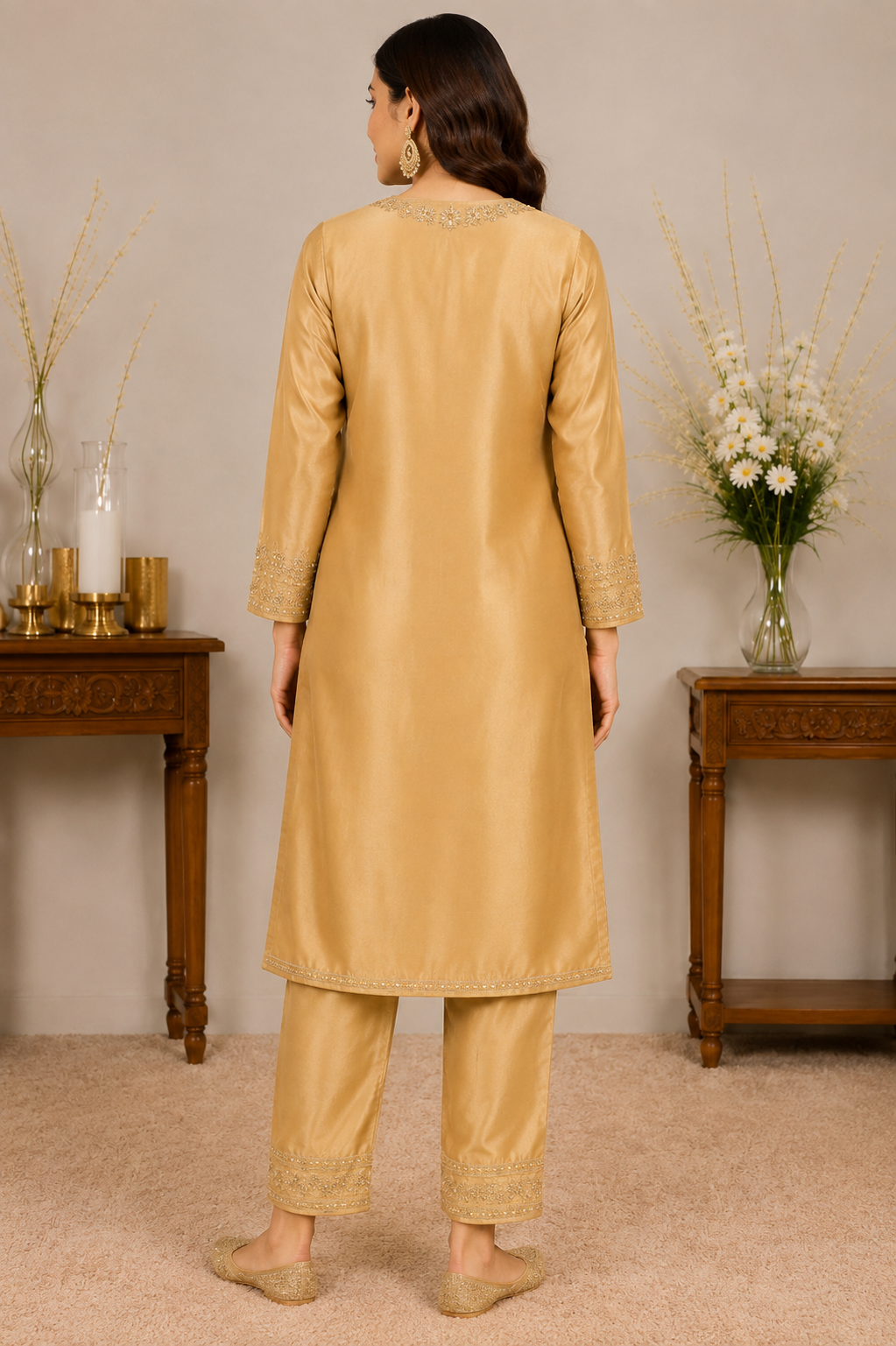 Golden Deer Royale Satin Kurta Cord Set - Diamtaté Luxury edit