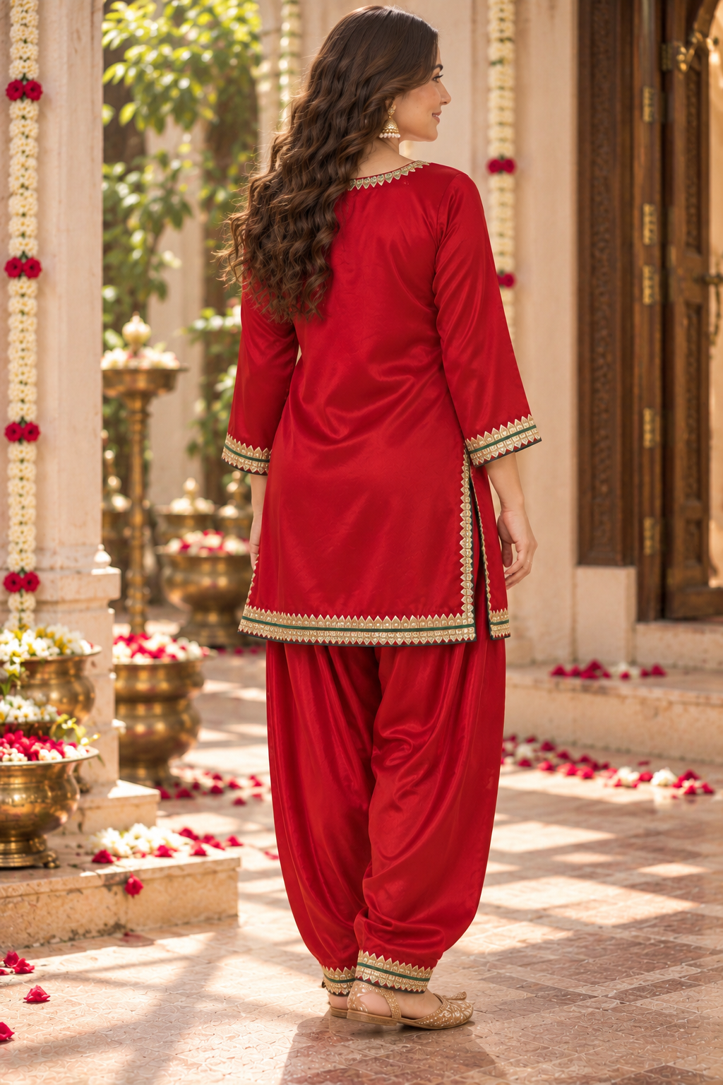 Blood Red Premium Satin Salwar Suit