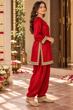 Blood Red Premium Satin Salwar Suit