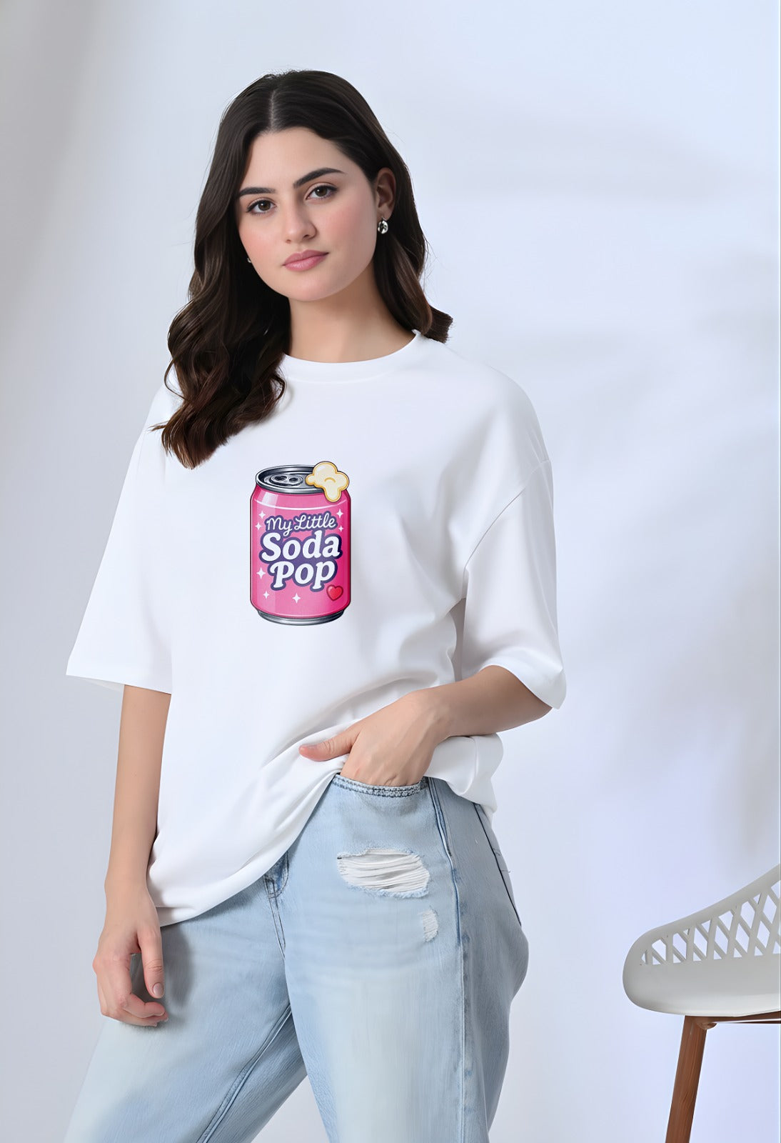 Sweet Soda Pop Graphic White Oversized Tee