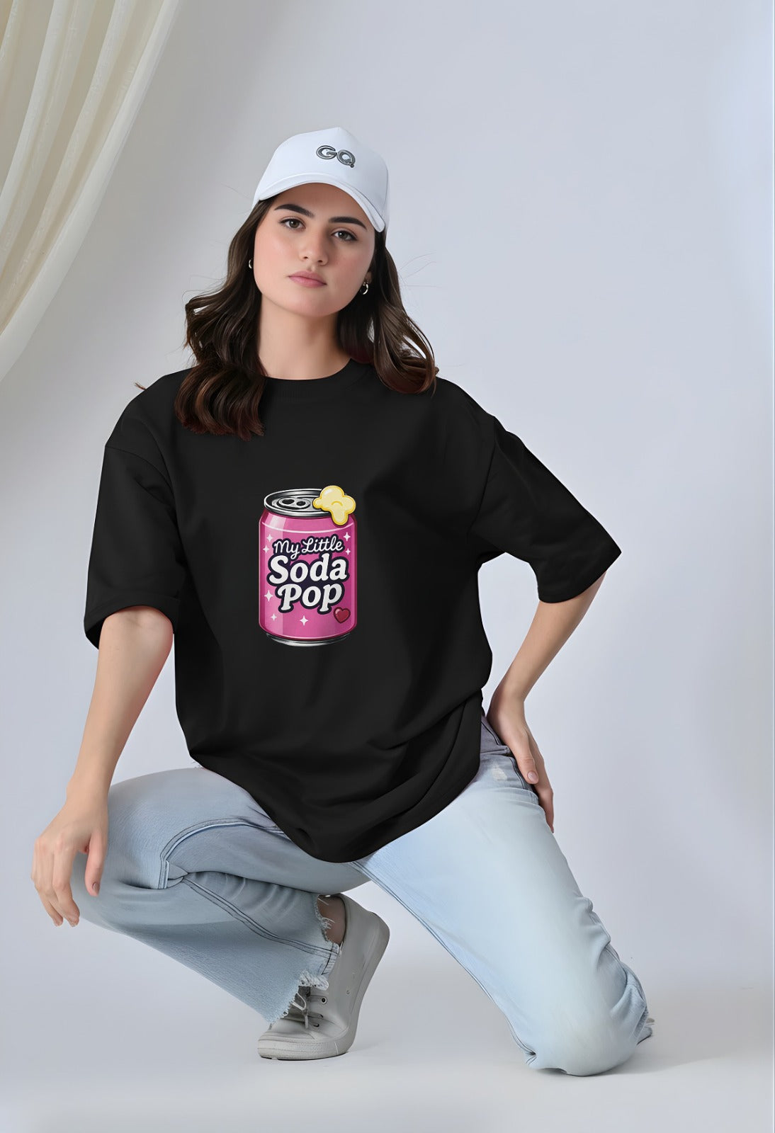 Sweet Soda Pop Graphic Black Oversized Tee