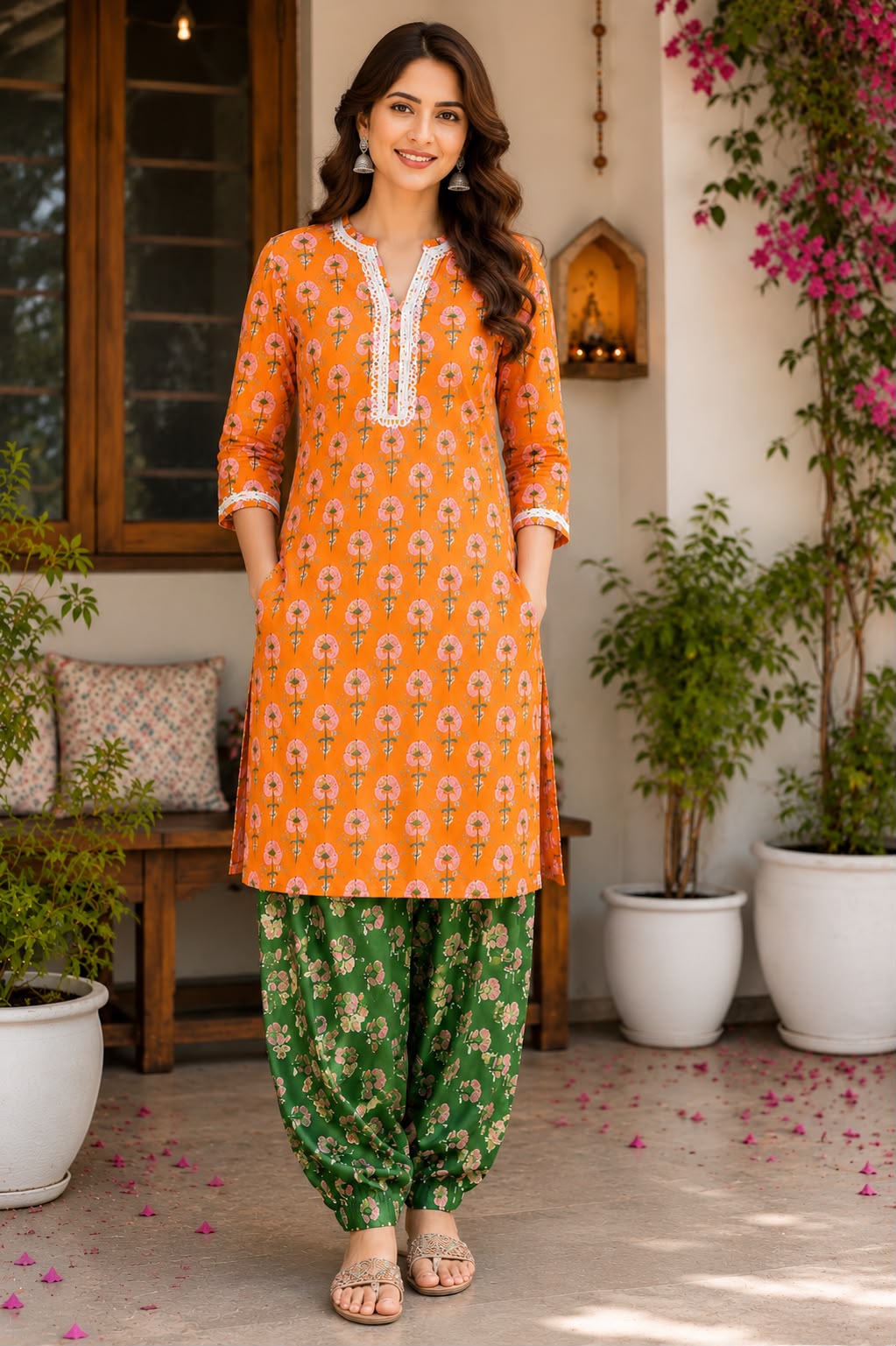 Orange Bloom Mother-Daughter Twinning Cord Set