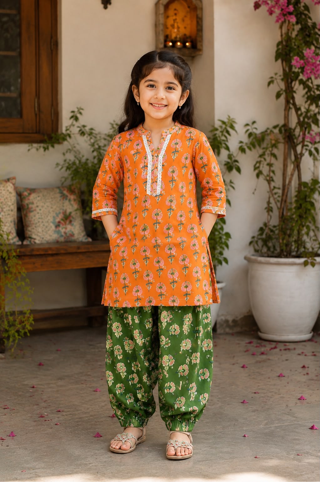 Orange Bloom Mother-Daughter Twinning Cord Set